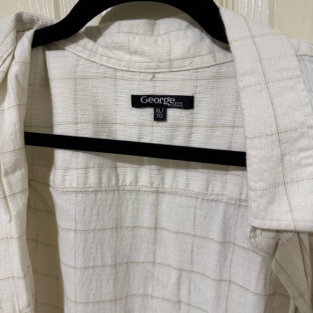 George Cream Textured Short Sleeve Button-Up Shirt Size XL - Picture 5 of 8